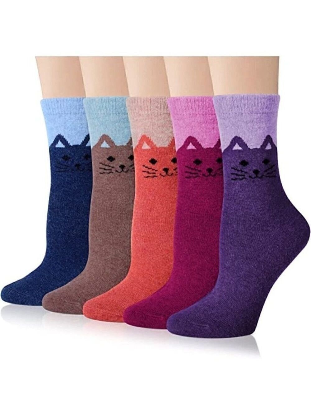 𝅺5 Pairs Luxury Wool Soft Socks Warm Winter Fall Womens Thick Cozy Knit NWT